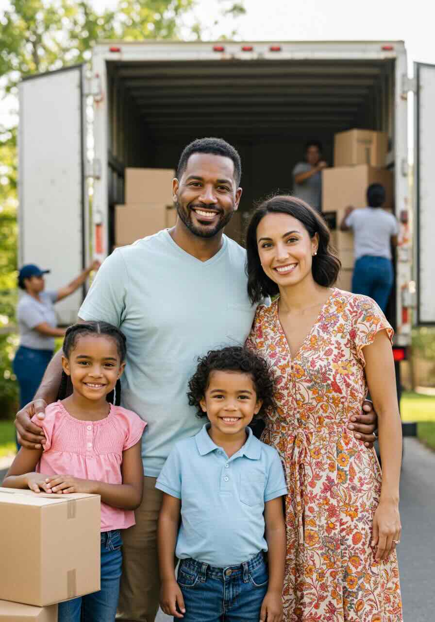 Moving crew quickly loading a truck for an urgent last-minute relocation