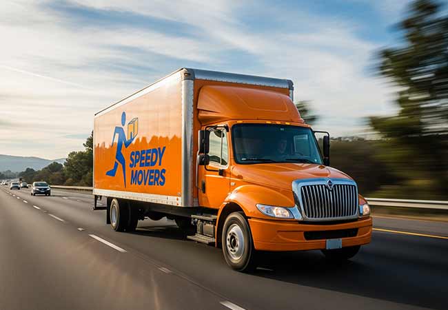 Movers loading a truck for a residential long distance interstate relocation