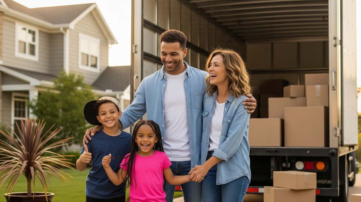 Movers loading household furniture into a truck for a local home move