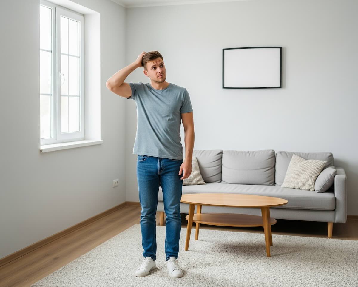 Young adult moving boxes into a first studio apartment