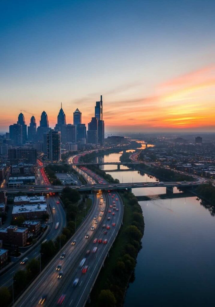 downtown philadephia moving traffic