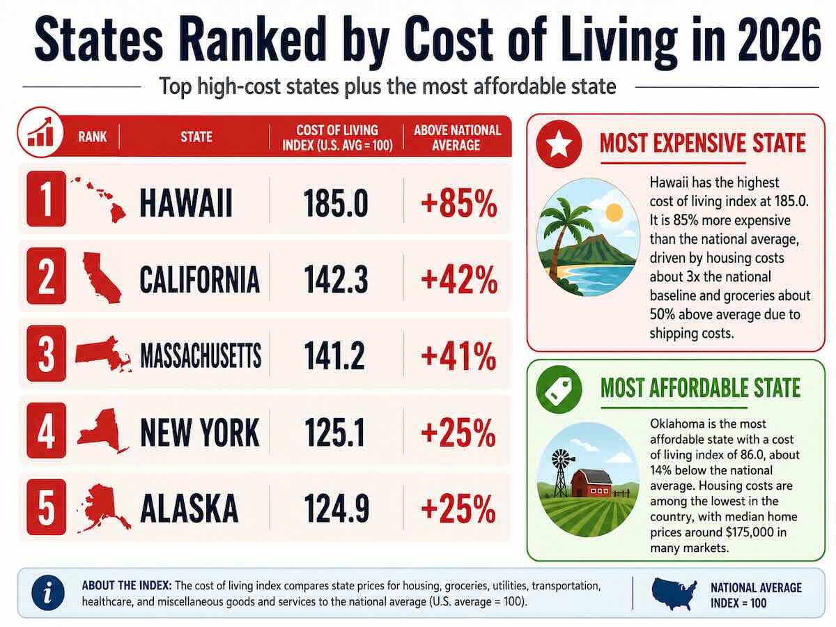states ranked by cost of living 2026