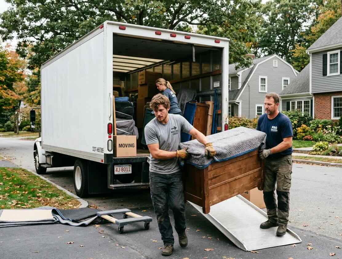 Movers quickly loading a van for a same-day move